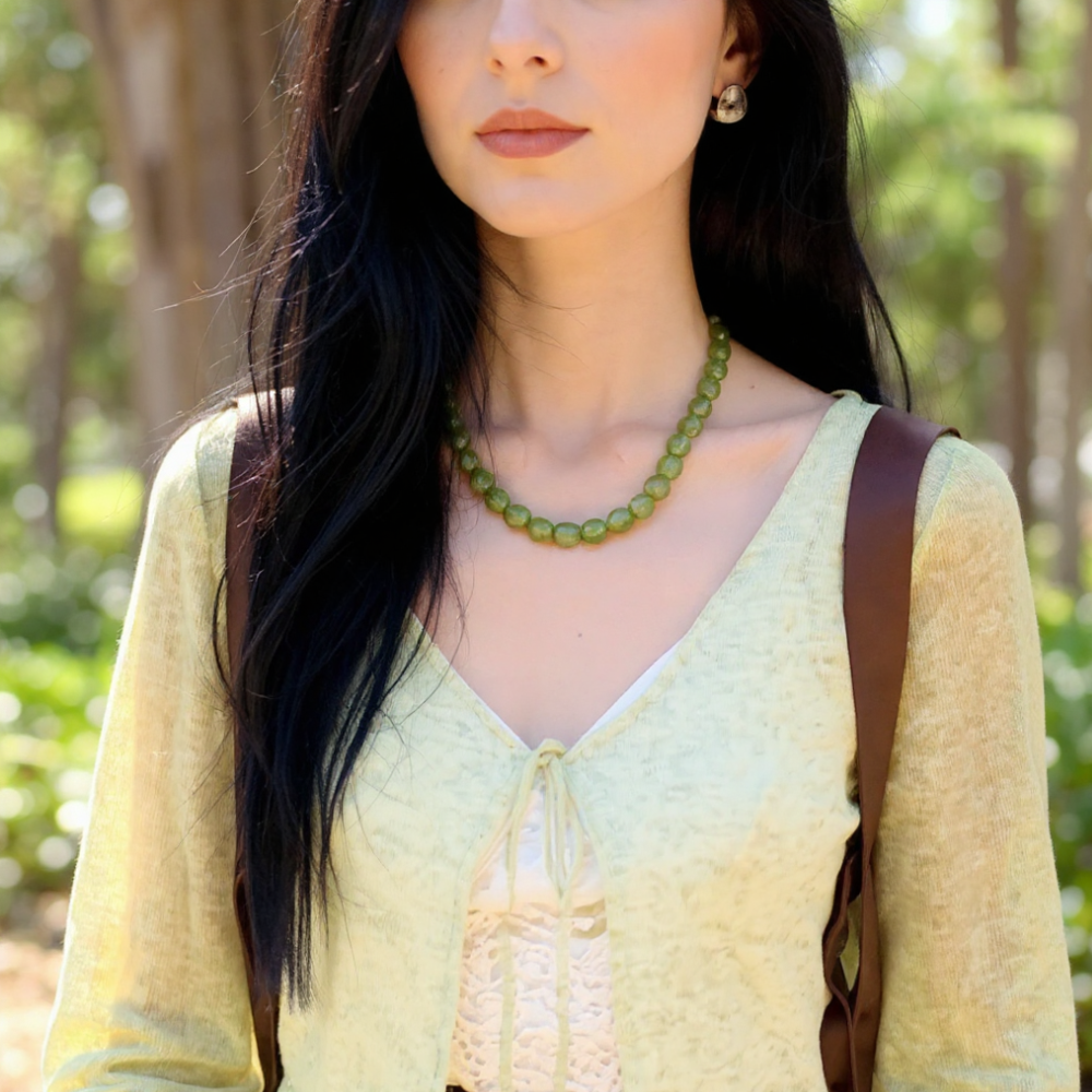 Green Quartz Glow Chain Necklace