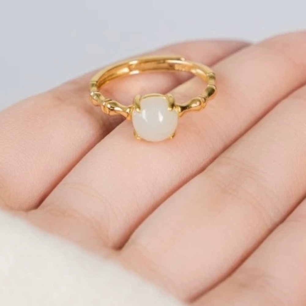 Hetian White Blossom Ring