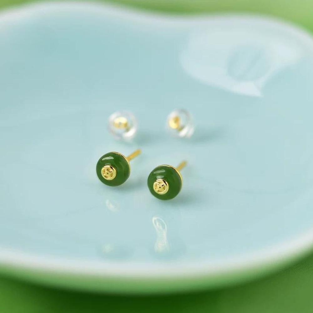 Jade Emerald Studs Earrings