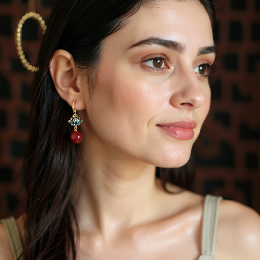 Ruby Lotus Drops Earrings