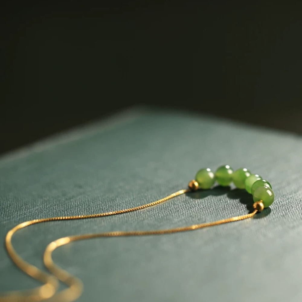 Hetian Jade Bead Strand Necklace
