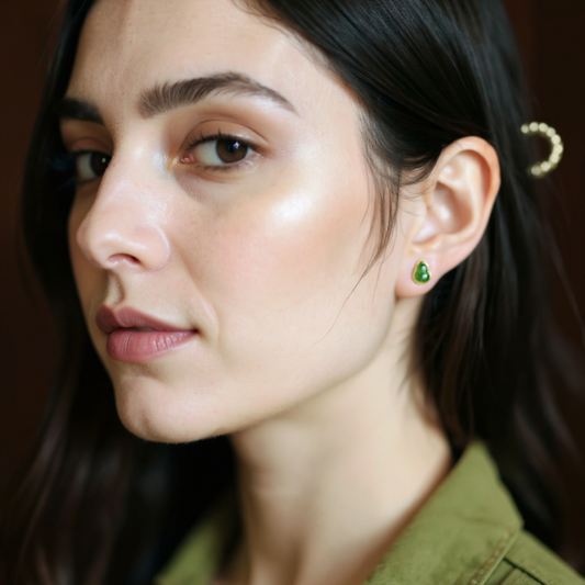 Hetian Jade Gourd Studs Earrings