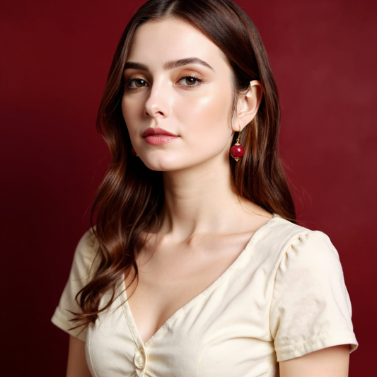 Cinnabar Red Studs Earrings
