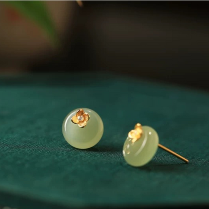 Hetian Floral Gems Earrings