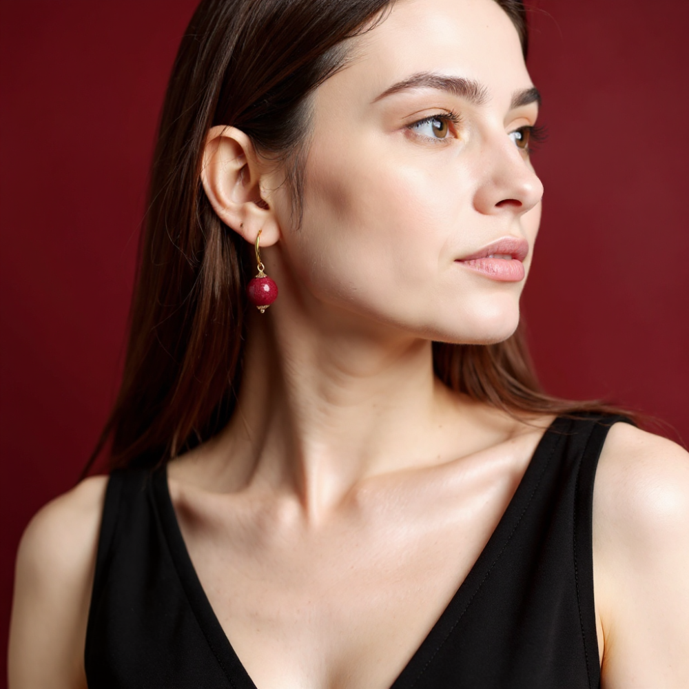 Cinnabar Red Studs Earrings