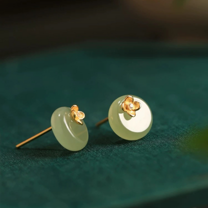 Hetian Floral Gems Earrings