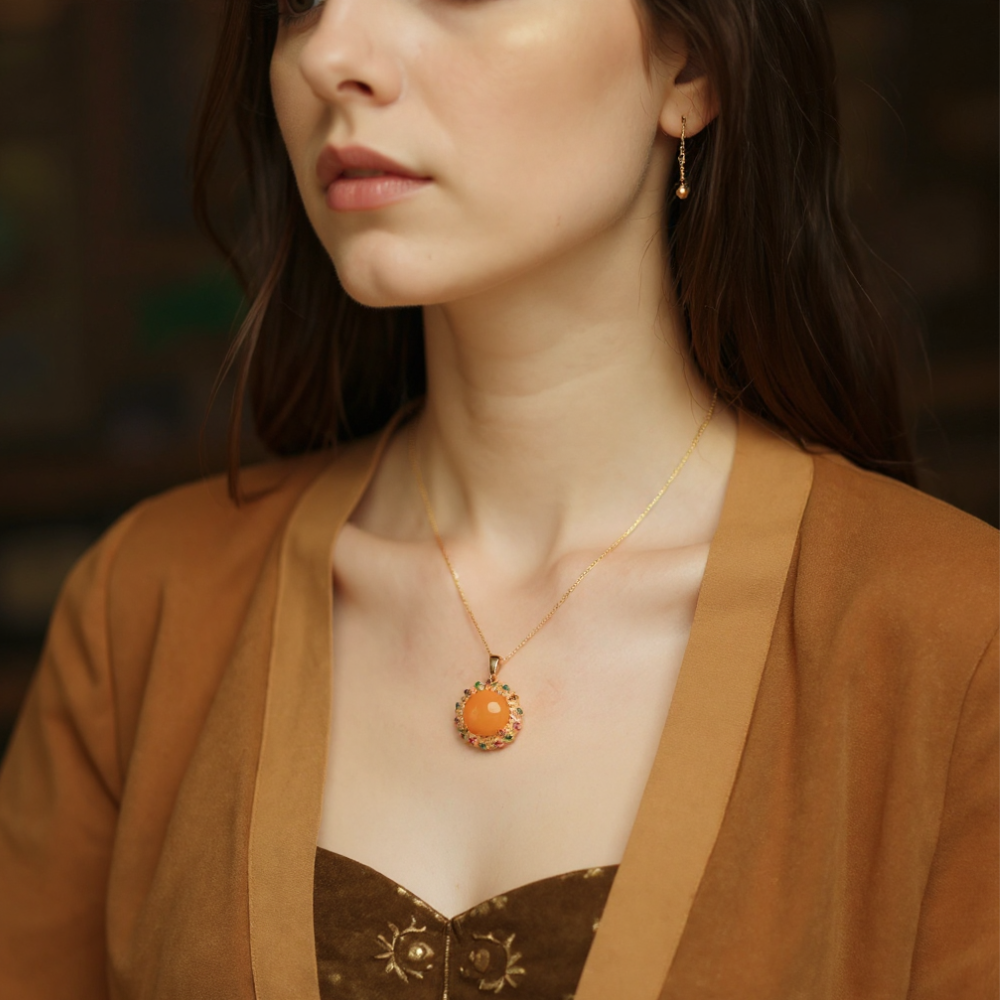 Amber Sunset Charm Necklace