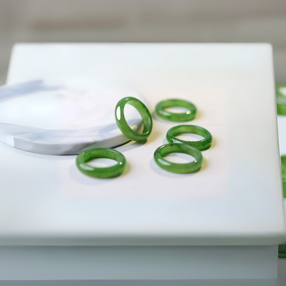 Hetian Deep Forest Glow Ring