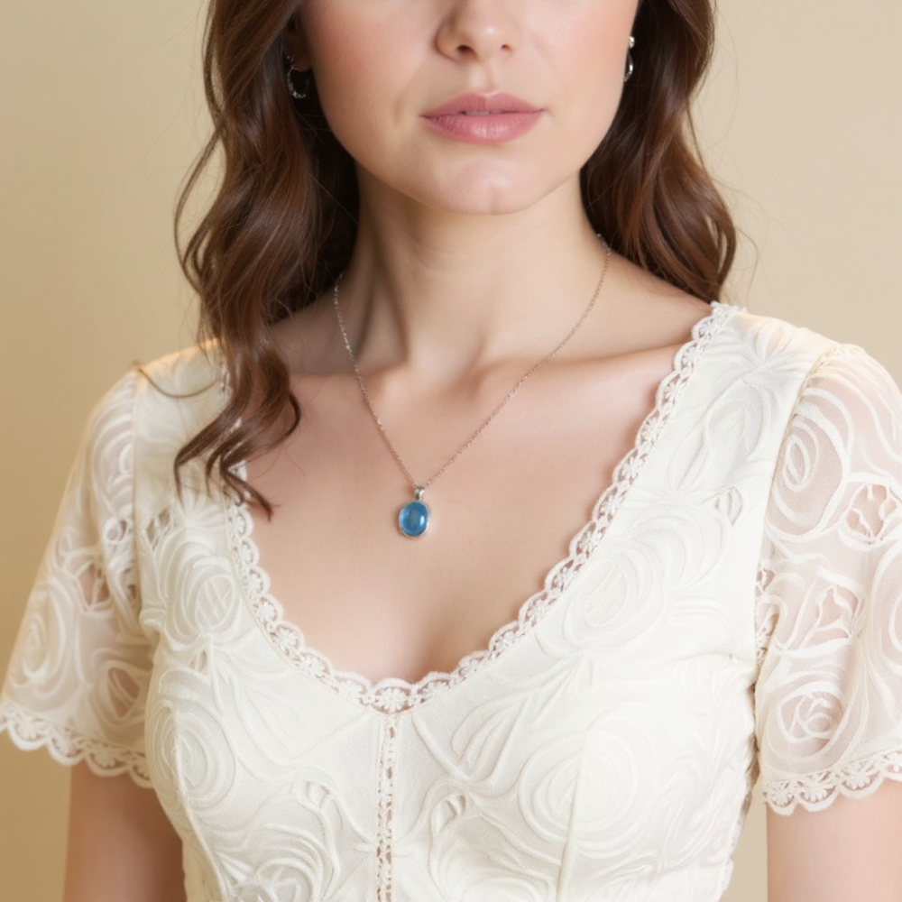 Aquamarine Sea Charm Necklace