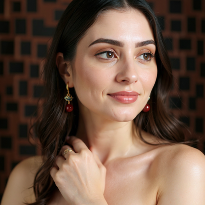 Ruby Lotus Drops Earrings