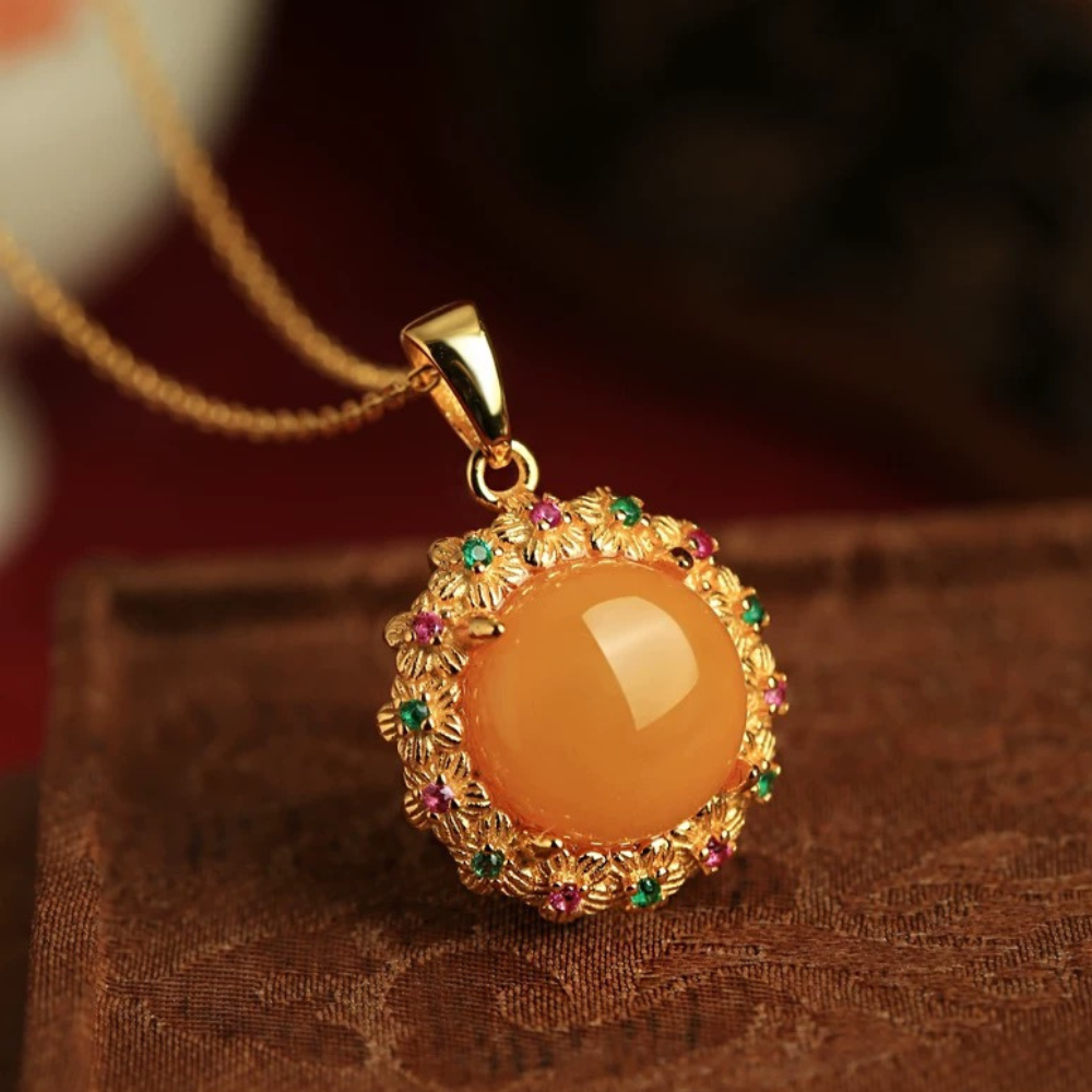 Amber Sunset Charm Necklace