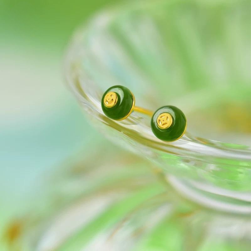 Jade Emerald Studs Earrings