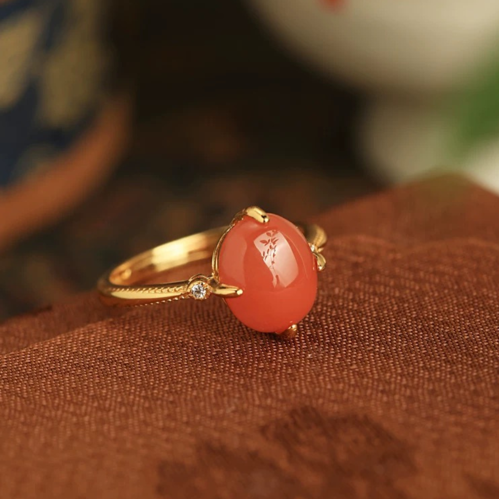 Red Agate Embrace Ring