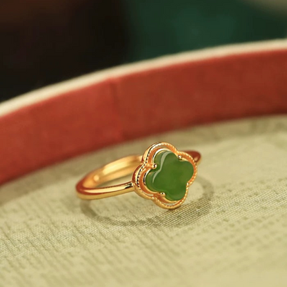 Jade Clover Charm Rings