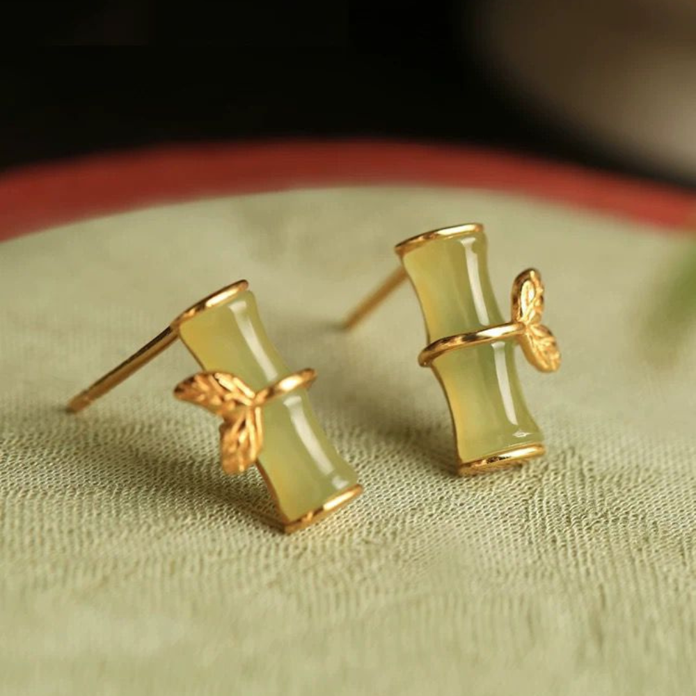 Hetian Bamboo Studs Earrings