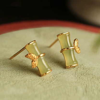 Hetian Bamboo Studs Earrings