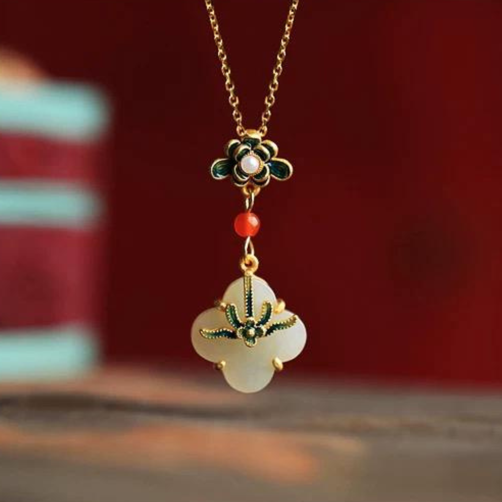 Hetian Clover Pendant Necklace