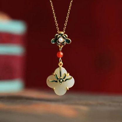 Hetian Clover Pendant Necklace