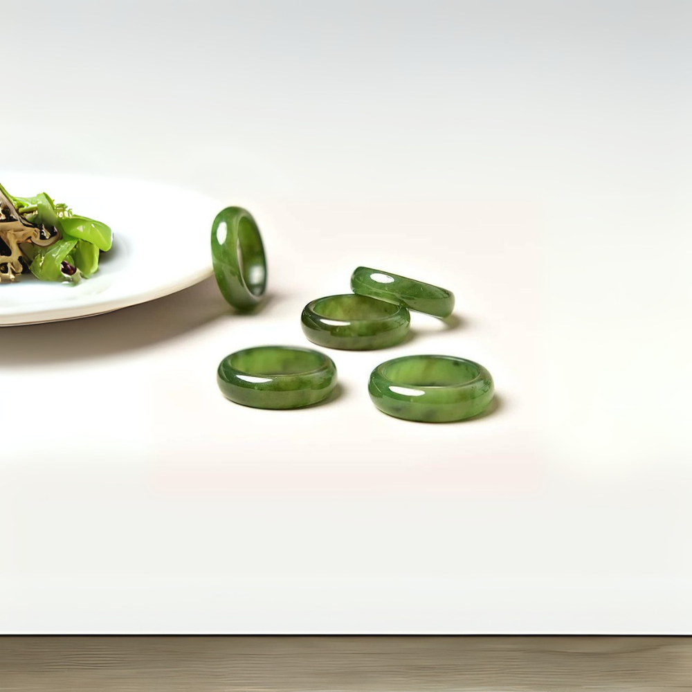 Hetian Deep Forest Glow Ring