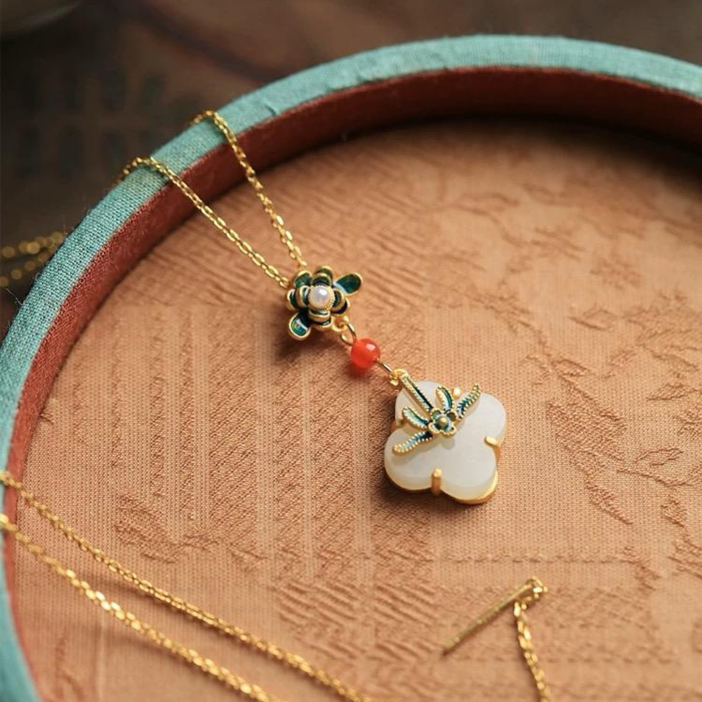 Hetian Clover Pendant Necklace