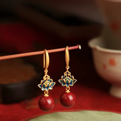 Ruby Lotus Drops Earrings