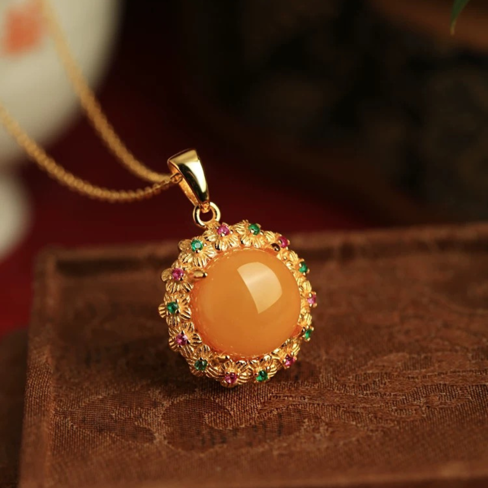 Amber Sunset Charm Necklace