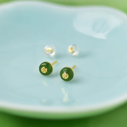 Jade Emerald Studs Earrings