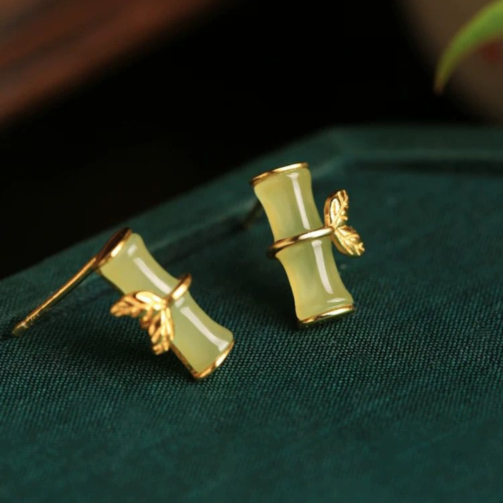 Hetian Bamboo Studs Earrings