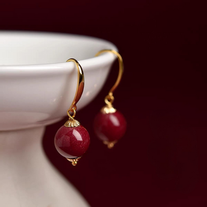 Cinnabar Red Studs Earrings