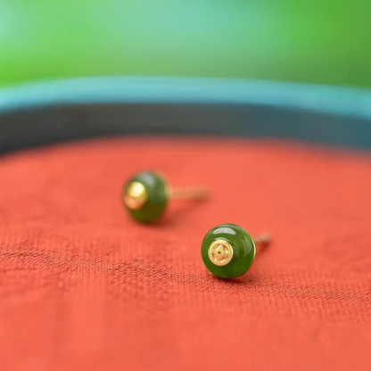 Jade Emerald Studs Earrings