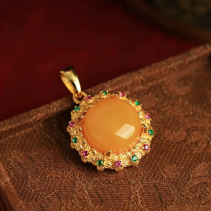 Amber Sunset Charm Necklace
