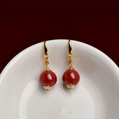 Cinnabar Red Studs Earrings