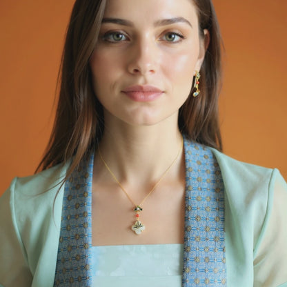 Hetian Clover Pendant Necklace