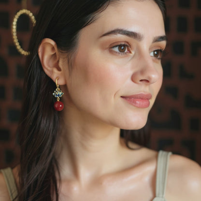 Ruby Lotus Drops Earrings